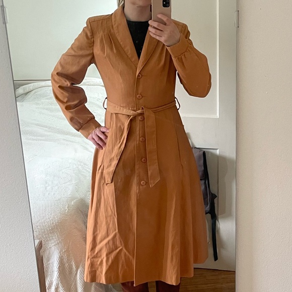 Vintage Sears Camel A-Line Trench Coat - Picture 1 of 10